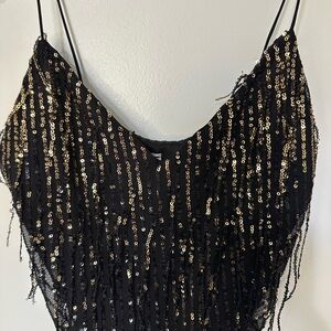 Chocolate Black and Gold Sequin Mini Skirt